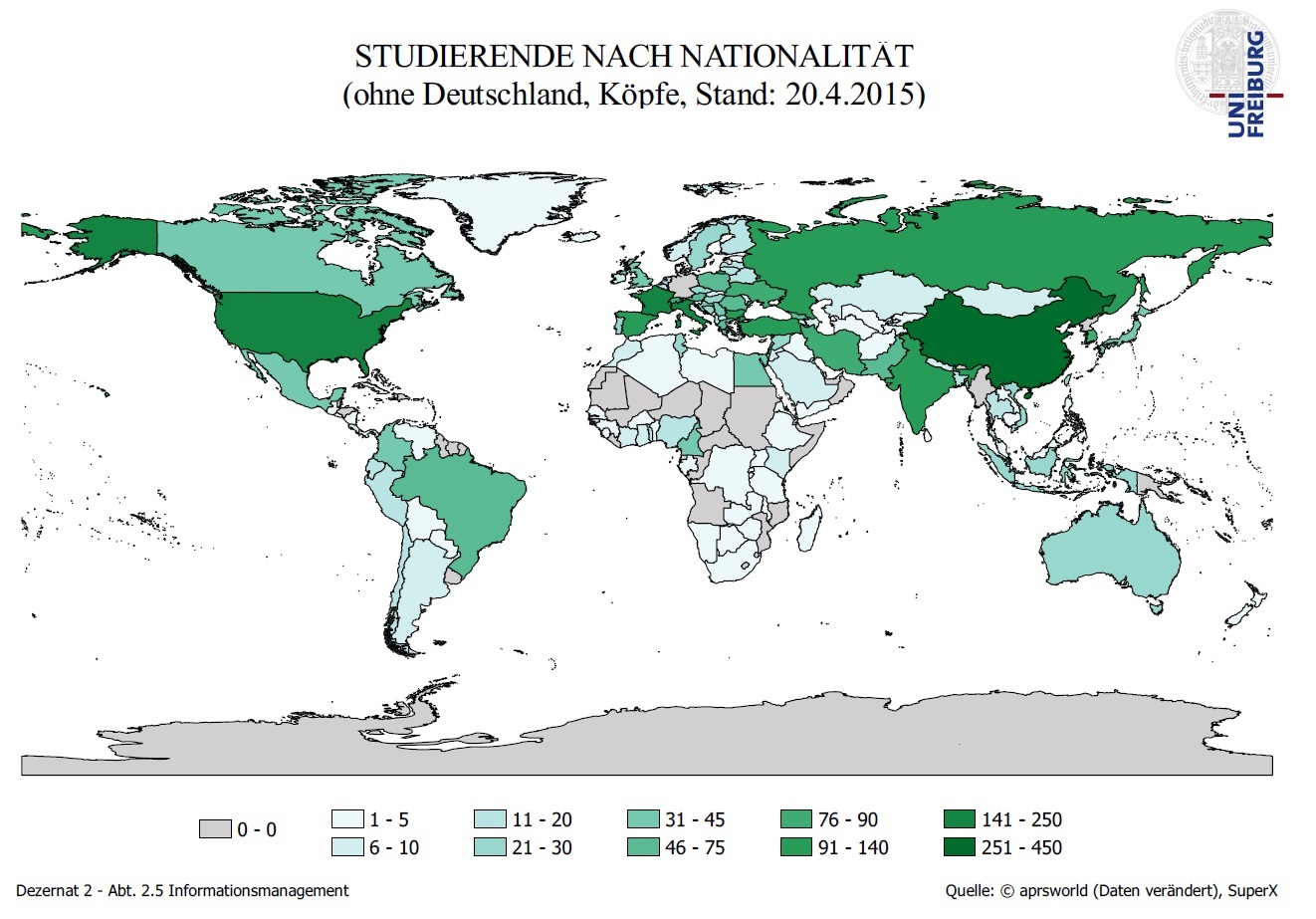 Kartendiagramme zur Herkunft der Studierenden