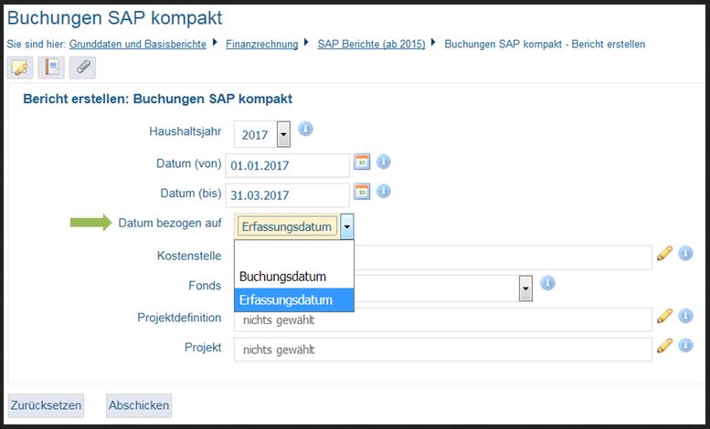 Mehr Informationen im Bericht „Buchungen SAP“