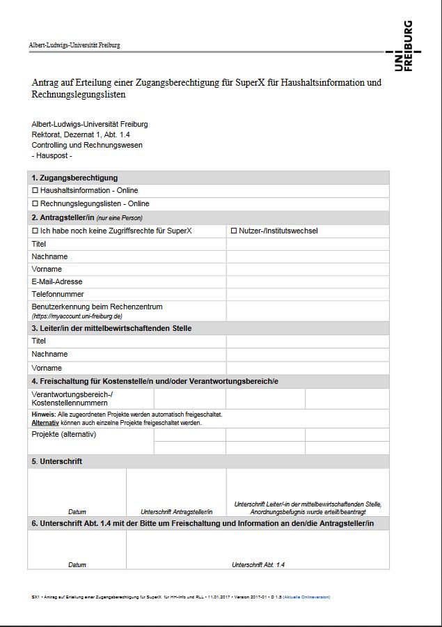 Information zur Beantragung von Sichtrechten in SuperX